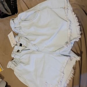 In the style size 10 paperbag distressed elastic shorts